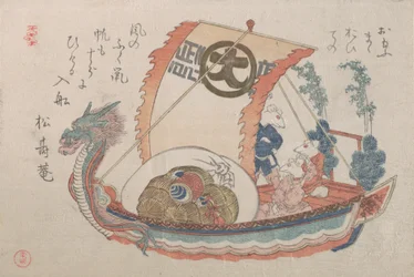 Barca del tesoro Takara-bune con tre topi, 1816, anno del topo
