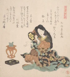 Donna che suona il tsuzumi, ca. 1800