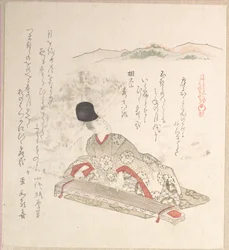 Giovane nobile che suona il koto (arpa)