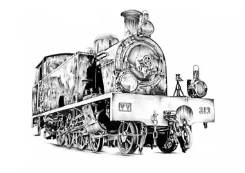 Schizzo di una locomotiva a vapore classica