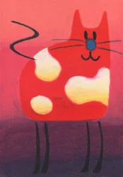 Gatto felice con macchie rosse