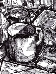 Natura morta con tazza rustica