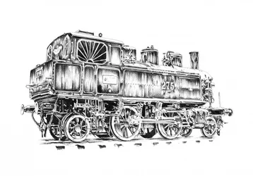 Disegno di una locomotiva a vapore d