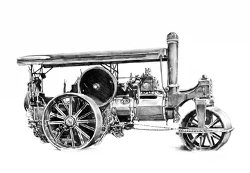 Disegno vintage di un rullo compressore