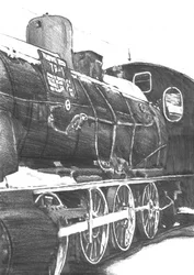 Disegno del treno a vapore invernale