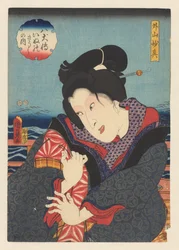 Sotoyama Myōshin sul balcone vicino al fiume