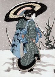 Ragazza nella tempesta di neve