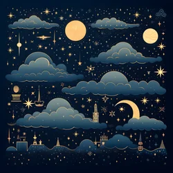 Questa è una raccolta di illustrazioni fantasy isolate degli elementi del cielo 1