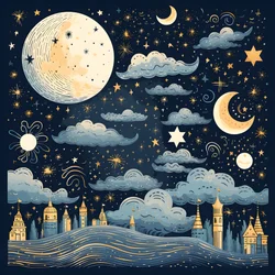 Collezione di illustrazioni fantasy degli elementi del cielo 4