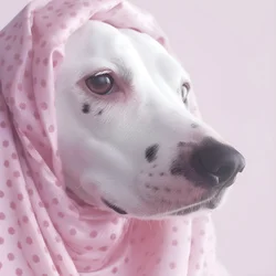 Affascinante primo piano di un maiale rosa con macchie dalmata su sfondo bianco 4