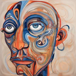 Volto, spirale per gli occhi e un uccello per il naso 1