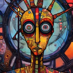 Carnevale Cajun Mutante della Palude Sci-Fi Droide, nello stile artistico di Tim Burton e Beksinski 4