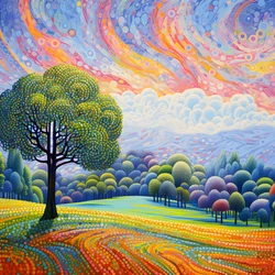 Paesaggio con alberi e colline 3