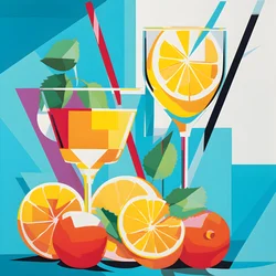 Poster di limoni, cocktail con limoni, menta 3