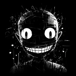 Il volto sorridente è disegnato su carta nera 2