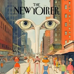 Copertina colorata di New Yorker vintage cartoon gag 4