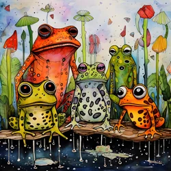 Pittura ad acquerello e inchiostro di rane a tutta pagina 2