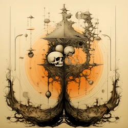 Leonardo da Vinci concetto schizzo album artwork radice di un albero che cresce dalla terra e si estende come Jack e il fagiolo magico nel cielo 2