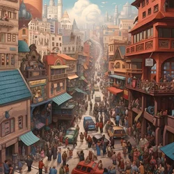 Città con molte persone realistica 1