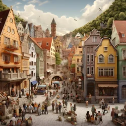 città con molte persone realistica 3
