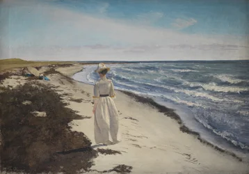 Signora sulla spiaggia di Karrebæksminde, Zelanda