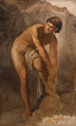 Giovane uomo italiano in un paesaggio roccioso