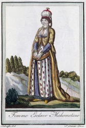 Donna schiava musulmana - in "Encyclopédie des voyages" di J. Grasset St Sauveur, ed. Deroy, Parigi
