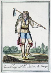 Giovane contadino dei dintorni di Limoges - in "Encyclopédie des voyages" di J. Grasset St Sauveur, Deron, Parigi