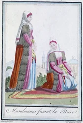 Musulmani in preghiera - in "Enciclopedia dei viaggi" di J. Grasset St Sauveur, ed. Deroy, Parigi
