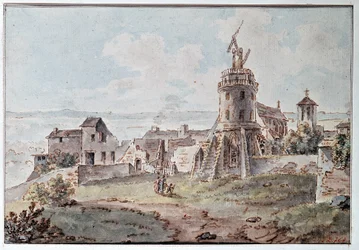 Un telegrafo Chappe in cima a una torre, di Goblain, fine XVIII secolo