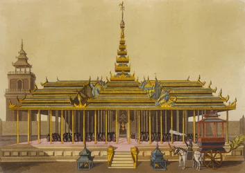 Il re del Siam si rivolge ai cortigiani nel suo padiglione, tavola 69 da Le Costume Ancien et Moderne di Jules Ferrario, inciso da Gaetano Zancon (1771-1816) pubblicato c.1820s-30s