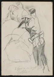 Due soldati che sparano verso il basso sopra sacchi di sabbia, 1879