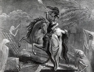 Lenore che cavalca con la Morte, illustrazione per la poesia Lenore di Gottfried Augustus Burger