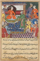 Pagina da Le storie di un pappagallo Tuti-nama: Ottava notte: La serva implora di nuovo..., 1558-1560