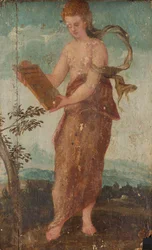 Donna con pannello di testo