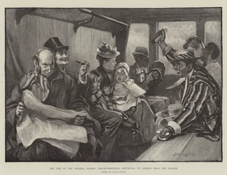 La fine della stagione delle vacanze, i menestrelli che tornano a Londra dal mare