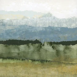 Paesaggio verde nebbioso