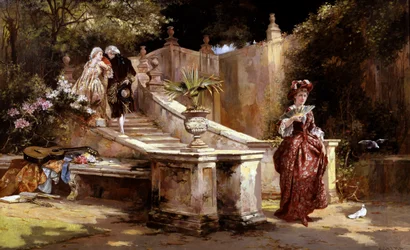 Un appuntamento segreto. Un appuntamento segreto. Una donna sulle scale sussurra all