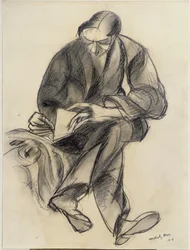 Figura seduta che legge