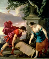 Teseo e sua madre Etra, circa 1635-36