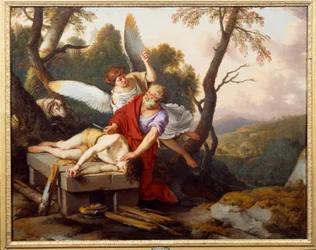 Abramo sacrifica suo figlio Isacco, dipinto di Laurent de La Hyre (1606-1656), 1650, Reims, Museo Saint-Denis