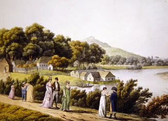 Vista del distretto di Brigittenau e del fiume Danubio dal lato di Augarten