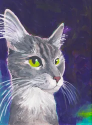 Cane da gatto, 2023 circa (acrilico su carta acquerellata)