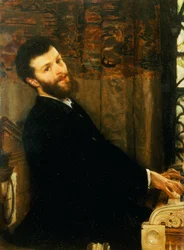 Ritratto del cantante George Henschel che suona il pianoforte di Alma-Tadema, Townshend House, 1879