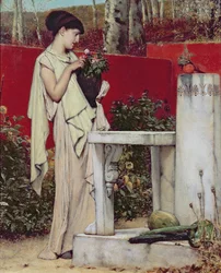 Donna con un vaso di fiori
