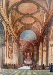 La navata, vista da est (litografia a colori)