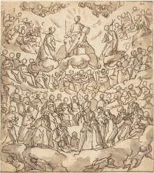 I beati in paradiso con la Vergine e San Giovanni Battista davanti a Dio