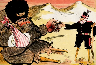 La futura alleanza - "Avremmo dovuto iniziare così!" - Russia e Giappone si stringono la mano. 1904