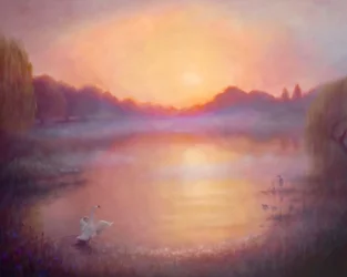 Mattina nebbiosa sul fiume