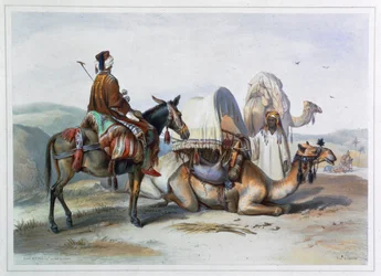 Kafila con un cammello che porta un hodesh, 1848